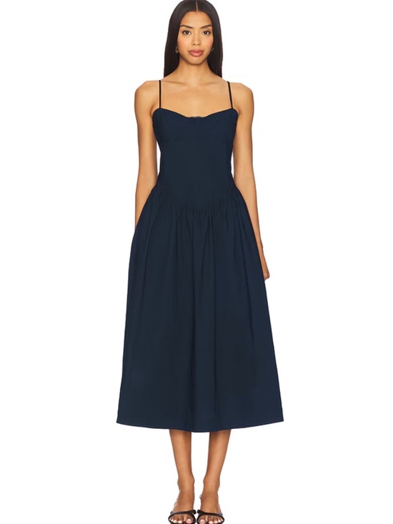 Camila Coelho Dresses & Skirts - CAMILA COELHO Cotton Midi Dress Jersey upper Navy Blue M Full Skirt